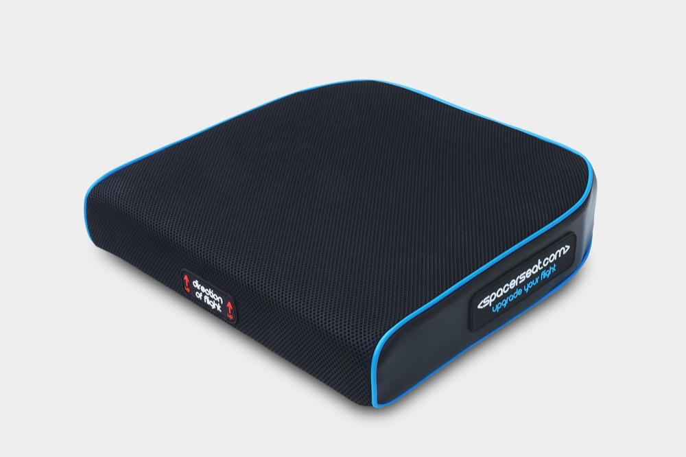 Spacerseat zitkussen, zwart met blauwe bies